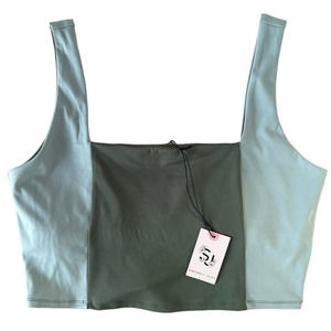 Sincerely Jules Women's Active Crop Top Lined Size XL Green Multi